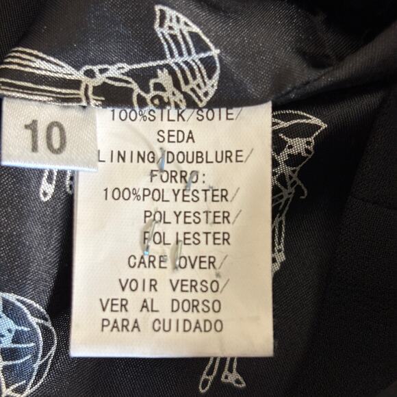 Due Per Due Women's Blazer Jacket Black w/White pin Stripe Silk Lined Size 10 - Picture 9 of 9